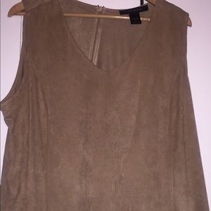Beige suede like top.  Size 18 but fits like 16